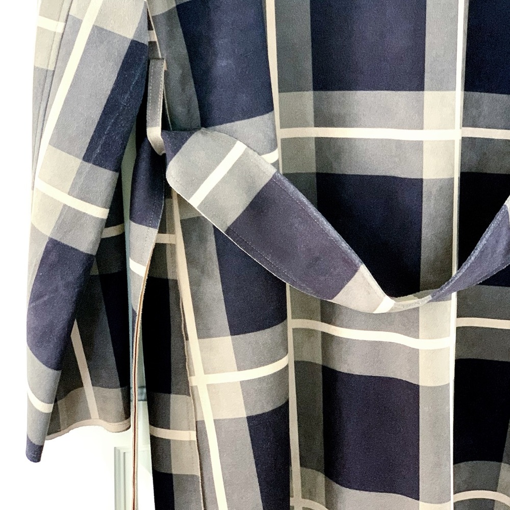 🧥SOLITAIRE Plaid Faux Suede Trench Coat - Picture 6 of 11